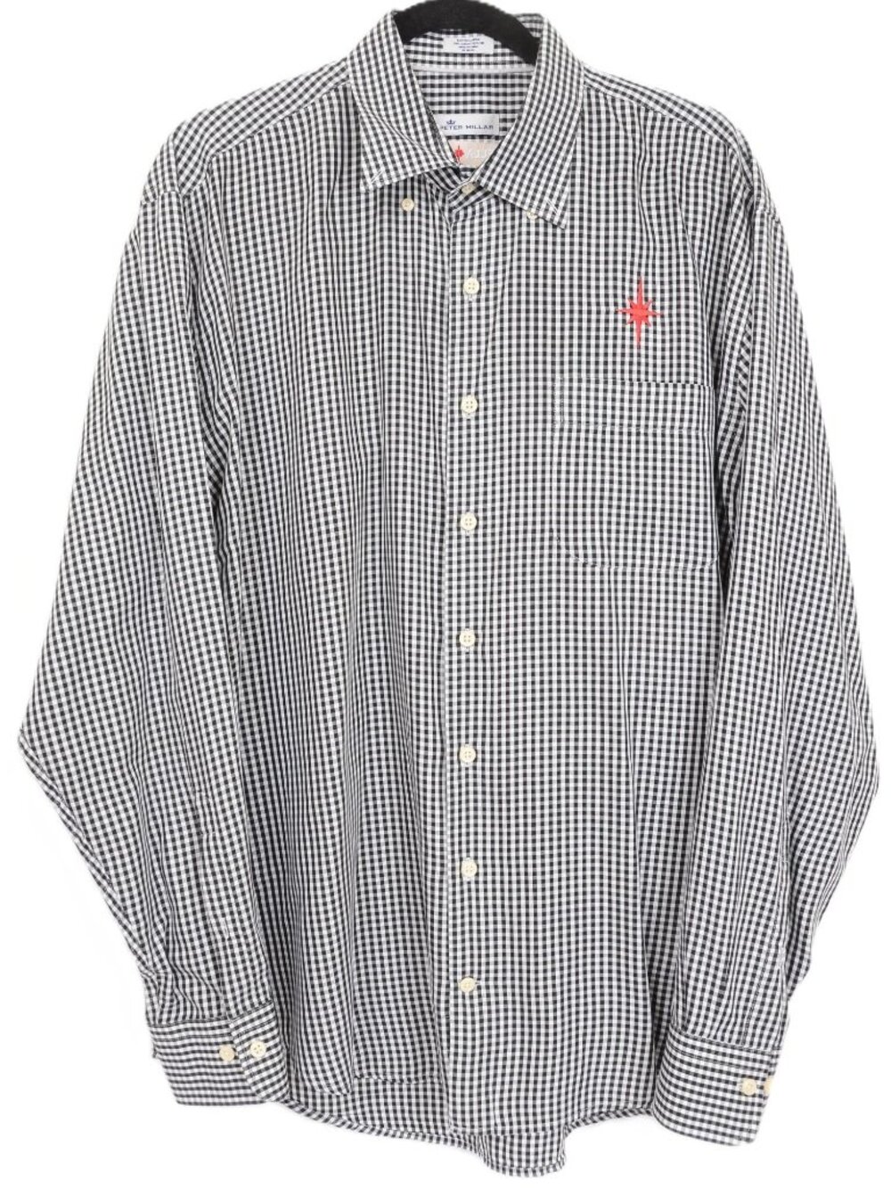Peter Millar x Stella Artois XL Cotton Silk Blend Checkered Button Down Shirt